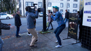 Here's a peek at us behind the scenes. Daniel Doheny is doing his best Ryan Coopersmith impression. Onlookers are stunned.